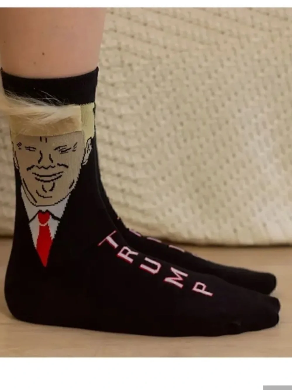 NEW Funny President Donald Trump Unisex Black Socks with Yellow hair Humorous